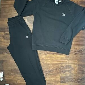 Adidas Black Sweatshirt and Pants Set
